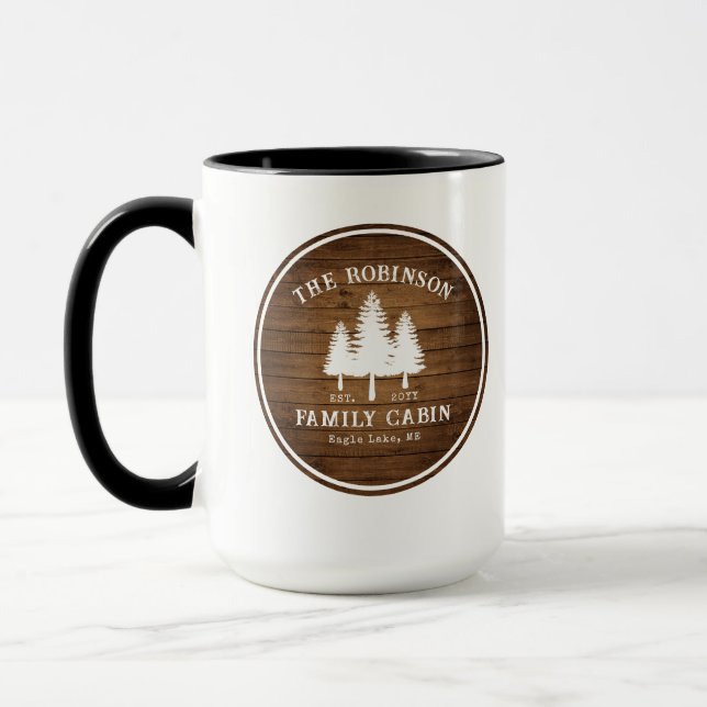Caneca Árvores de Cabina da Família Rustic Country Plank  (Esquerda)
