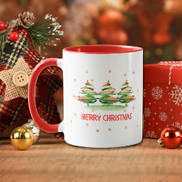 Caneca Árvores de Natal Aquarela - Feliz Natal