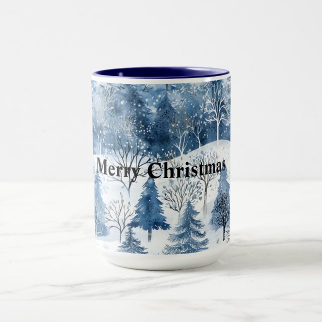 Caneca Árvores de Natal Blue White Mountain (Centro)