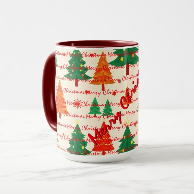 Caneca Árvores de Natal de Luxo Festivas (Frente Esquerda)