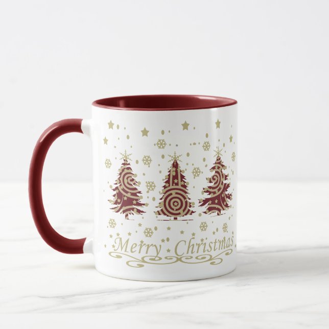 Caneca Árvores de Natal de Pinheiro Modernas Decoradas (Esquerda)