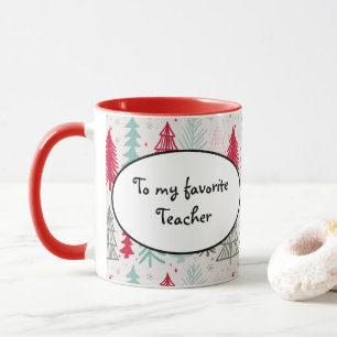 Caneca Árvores de Natal Desenhadas Manualmente Ververdes