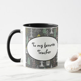 Caneca Árvores de Natal e Casas Cor-de-rosa Amarelo