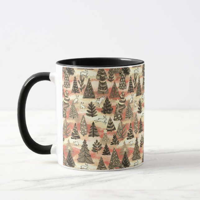 Caneca Árvores de Natal e lebres de neve (Esquerda)