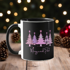 Caneca Árvores de Natal feliz e Rosa Espumantes Negras