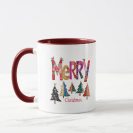 Caneca Árvores de Natal felizes