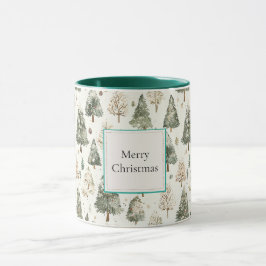 Caneca Árvores de Natal Green Cream