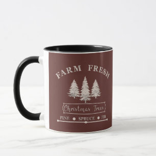 Caneca Árvores de Natal modernas e frescas da fazenda