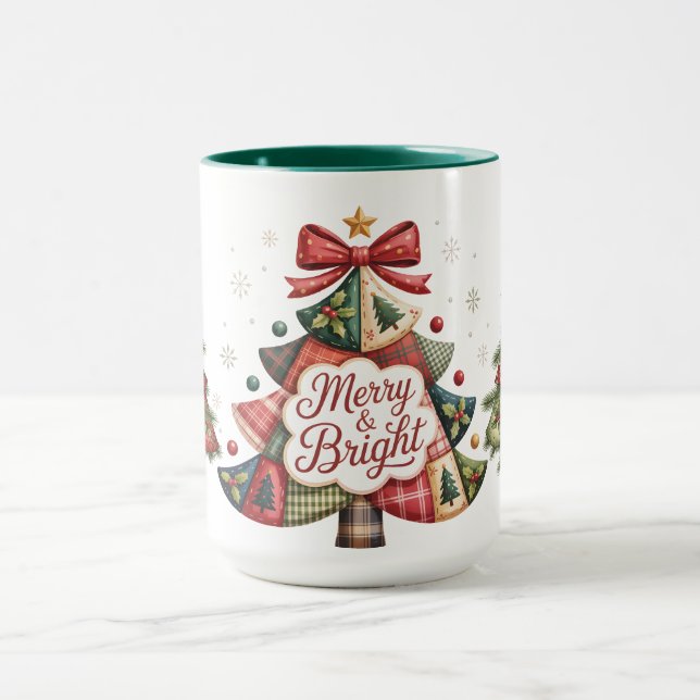 Caneca Árvores de Natal Patchwork (Centro)