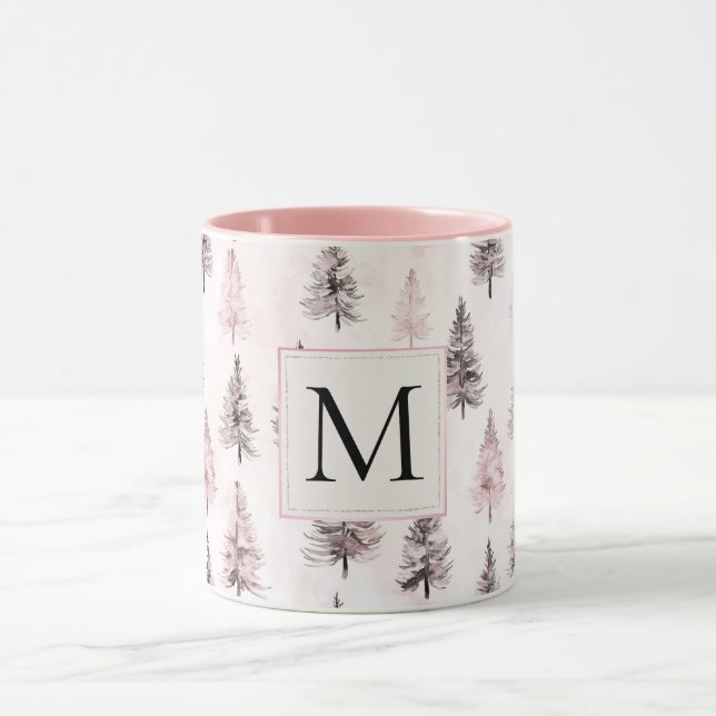 Caneca Árvores de Natal Rosa Monograma (Centro)