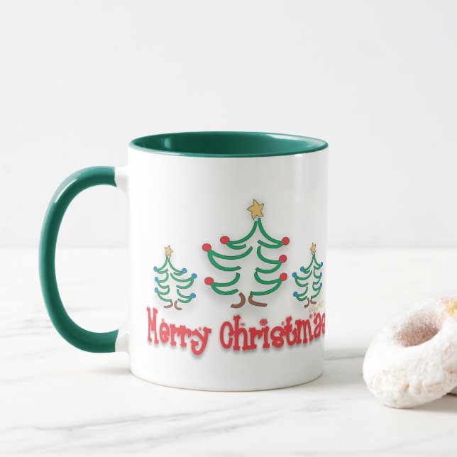 Caneca Árvores de Natal "Whimsical" (Com Donut)