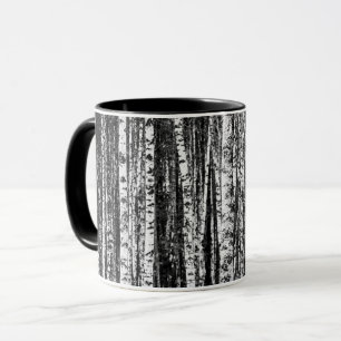 Caneca Árvores Faia, Brancas e Cinza Carvão