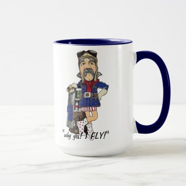 Caneca Ás de vôo velho piloto engraçado feito sob (Direita)