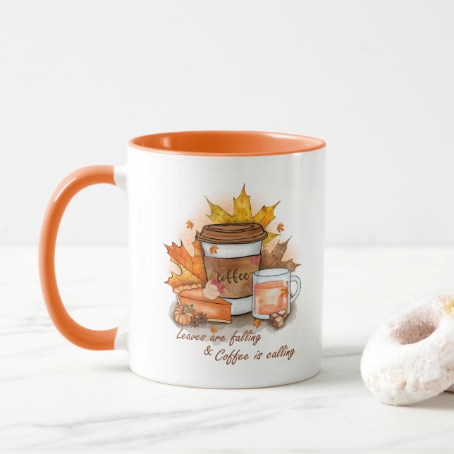 Caneca As Folhas Estão Caindo O Café Está Chamando  (Com Donut)