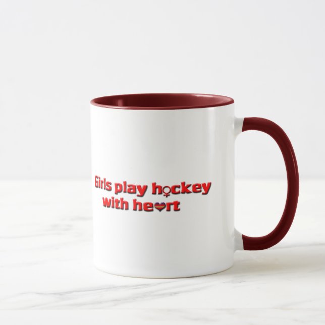 Caneca As meninas jogam o hóquei com coração/hóquei fêmea (Direita)