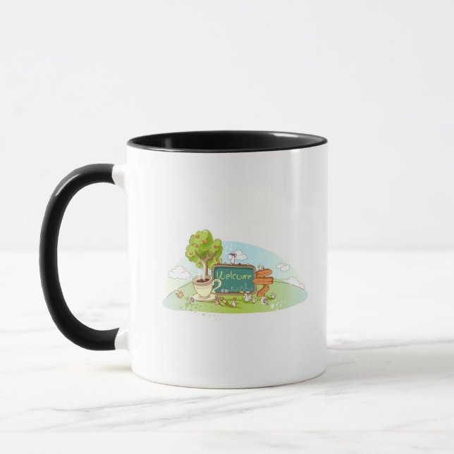 Caneca As pessoas que relaxam pela informação assinam com (Esquerda)