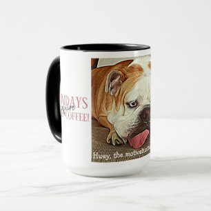 Caneca As segundas precisam de café, café e buldog cor-