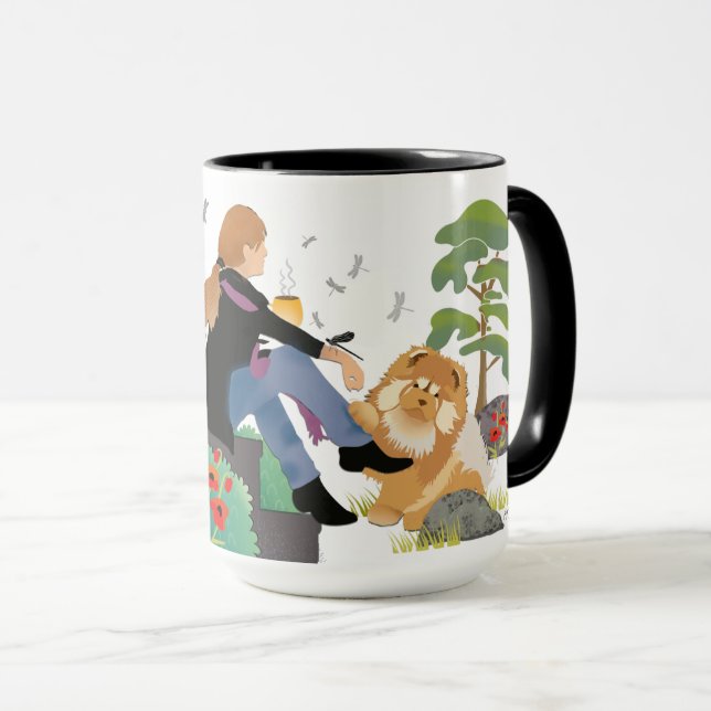 Caneca ÀS VEZES SENTO-ME E PENSO EM Chow - escolha o esti (Frente Esquerda)