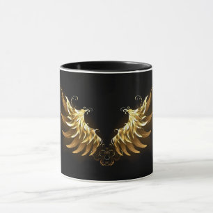 Caneca Asas de Anjo Douradas em fundo Preto