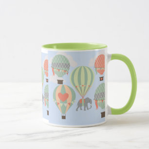 Caneca Ascensão de Balões de Ar Quente com Elefante Cor