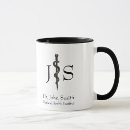 Caneca Asclépio Médico Profissional Simples Branco Preto