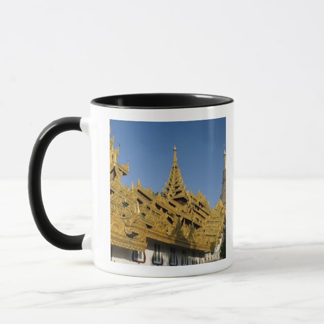 Caneca Ásia, Mianmar, Yangon. Stupa dourada de Shwedagon  (Esquerda)