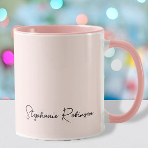 Caneca Assinatura de Nome com Monograma em Script Rosa Mo