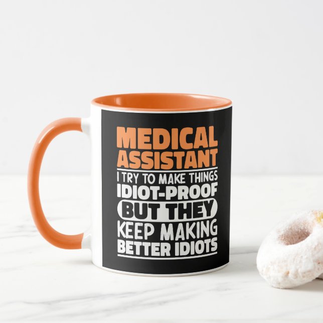 Caneca Assistente Médico, Tento Engraçado. (Com Donut)