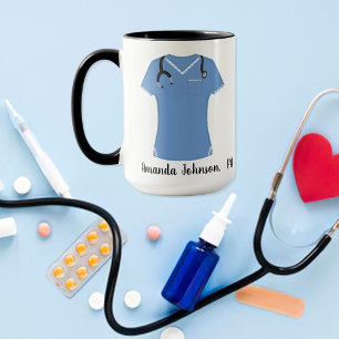Caneca Assistentes de Médico PA Personalizados Jaleco Azu