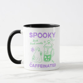 Caneca Assustador Mas Caffeinado Violeta Verde Halloween 