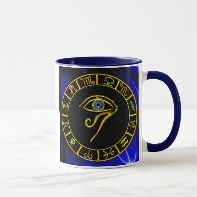 Caneca ASTRAL HORUS EYE,BLUE TALISMAN Astrology Chart (Direita)