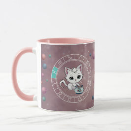 Caneca Astrologia do Planeta das Rodas de Gato Cute Peixe