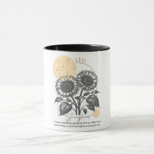 Caneca Astrologia/Leão/Símbolo Zodíaco Flor de Girassol