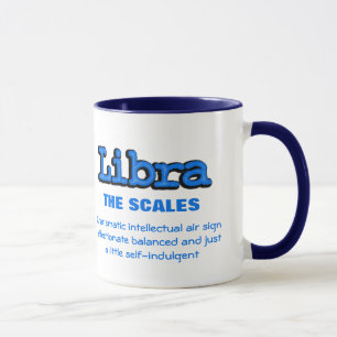 Caneca astrológica branca azul de Libra The Scale