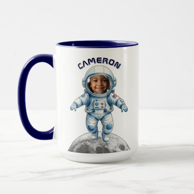 Caneca Astronaut Photo Outer Space Moon Kids (Esquerda)