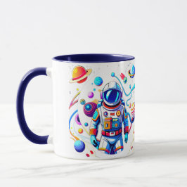 Caneca Astronauta Colorida e Univers em Cores Negros