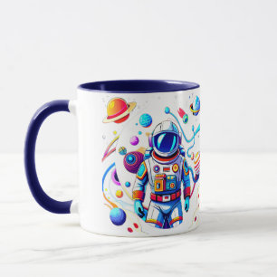 Caneca Astronauta Colorida e Univers em Cores Negros