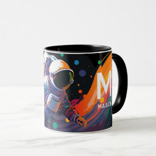 Caneca Astronauta Colorido Espaço Nome Personalizado