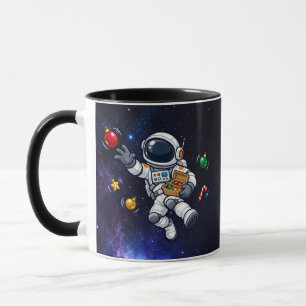 Caneca Astronauta de Natal Flutuante com Enfeites
