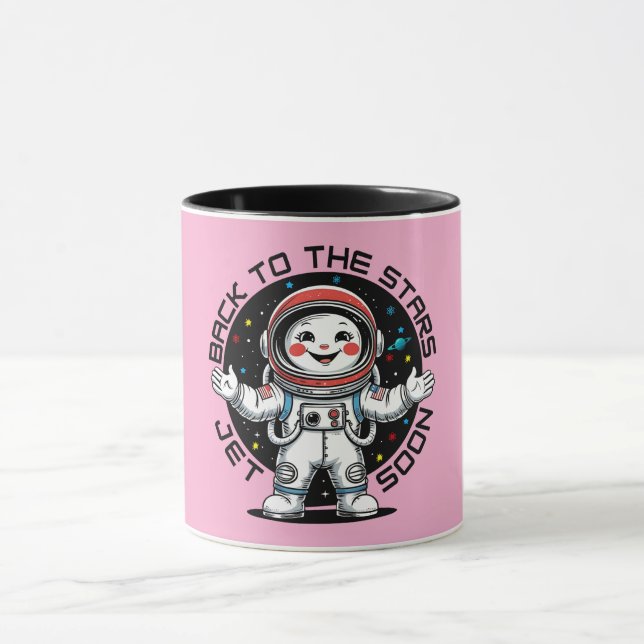 Caneca Astronauta fofo de volta ao design das estrelas (Centro)