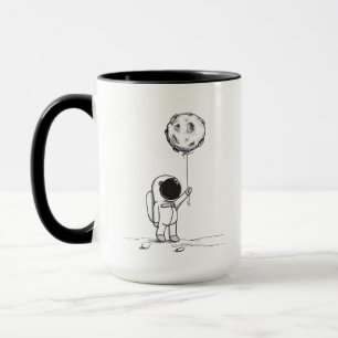 Caneca Astronauta no espaço com balão da lua cosmos estre