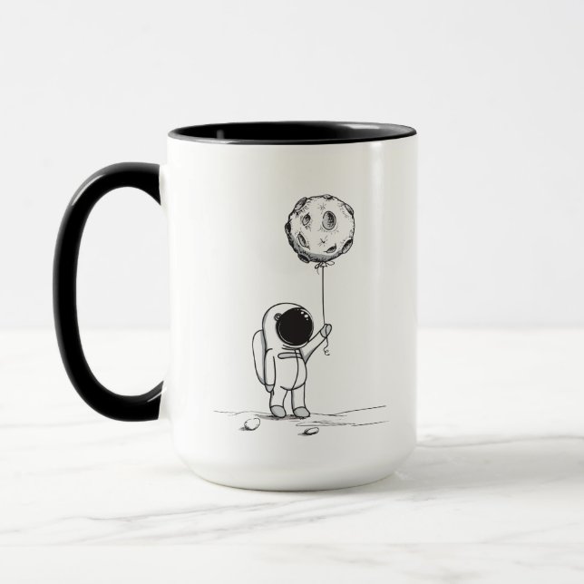 Caneca Astronauta no espaço com balão da lua cosmos estre (Esquerda)