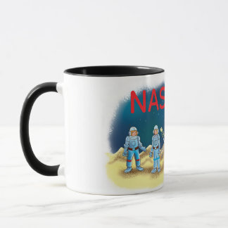 Caneca astronautas de desenho animado na lua Nasa