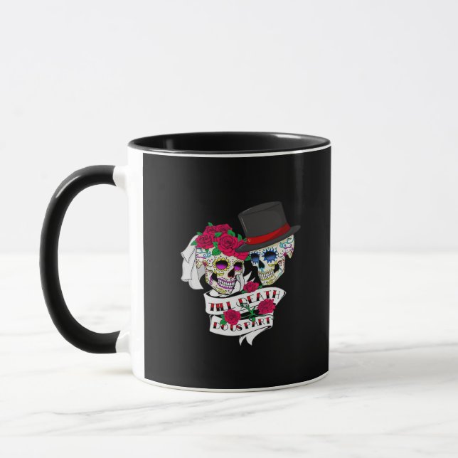 Caneca Até que a morte nos faça parte do crânio (Esquerda)