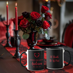 Caneca Até que a Morte nos Separe Gótico Sombrio Preto e