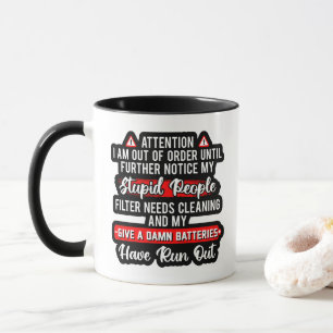 Caneca Atenção Estou Fora de Serviço Presente Engraçado e
