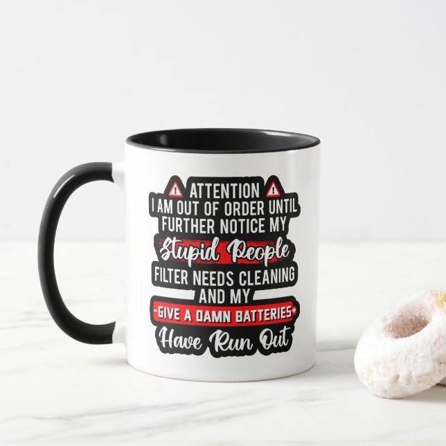 Caneca Atenção Estou Fora de Serviço Presente Engraçado e (Com Donut)