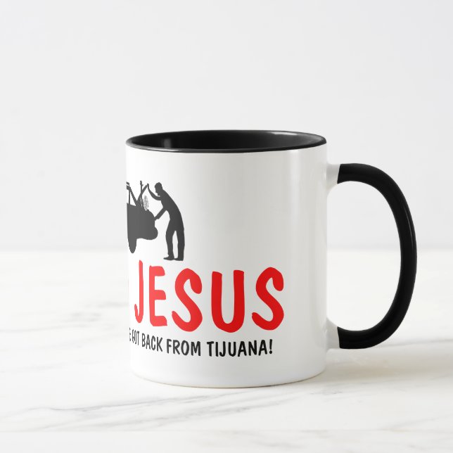 Caneca Ateu engraçado eu encontrei Jesus (Direita)