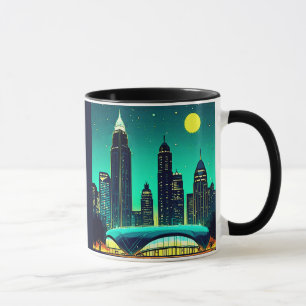 Caneca Atlanta Skyline sob um céu noturno estrelado