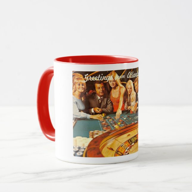 Caneca Atlantic City NJ, Jogo, Roulette, Retro (Frente Esquerda)